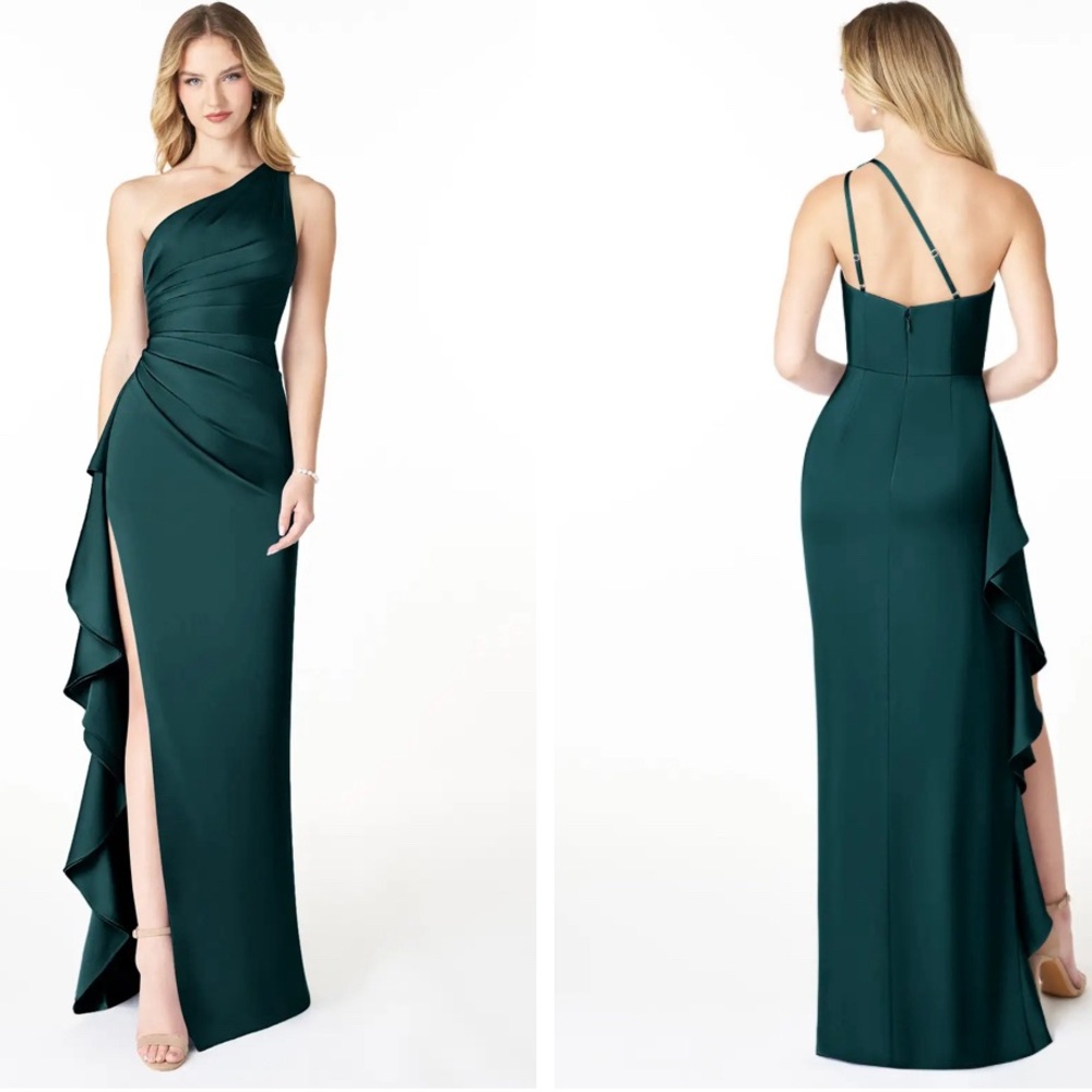 Azazie pine latrice bridesmaid dress size 2